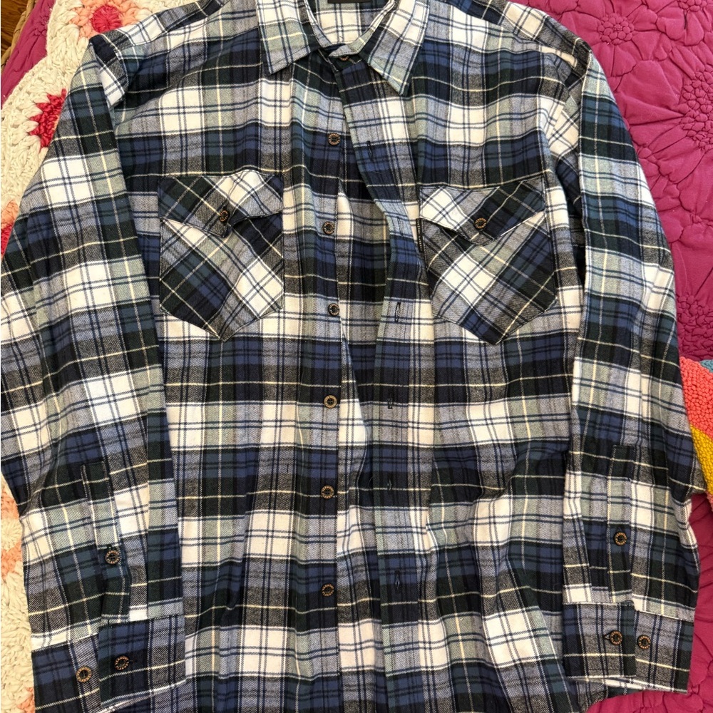 Classic Blue and White Plaid Button-Down Shirt